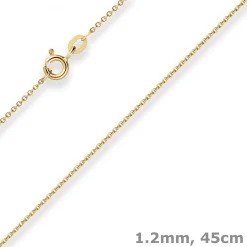 1,2mm Ankerkette flach Goldkette Collier Halskette aus 333 Gold Gelbgold 45cm