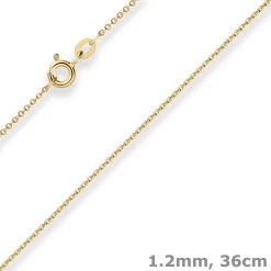 1,2mm Ankerkette flach Goldkette Collier Halskette aus 585 Gold Gelbgold 36cm