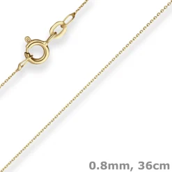 0,8mm Ankerkette flach Goldkette Collier Halskette aus 585 Gold Gelbgold 36cm