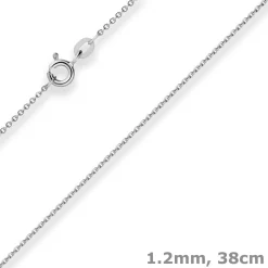 1,2mm Ankerkette flach Goldkette Collier Halskette aus 585 Gold Weißgold 38cm