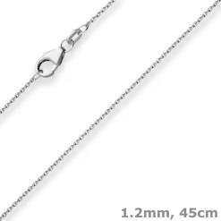 1,2mm Ankerkette flach Goldkette Collier Halskette aus 585 Gold Weißgold 45cm