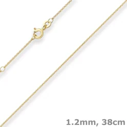 1,2mm Ankerkette flach Kette Collier aus 333 Gold Gelbgold 38cm mit Zwischenöse