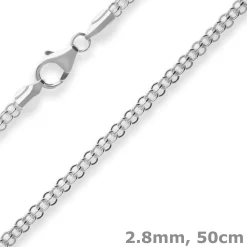 2,8mm Ankerkette flach Silberkette Collier Halskette aus 925 Silber 50cm