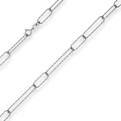5,5mm Ankerkette gerieft Kette Collier Paper-Clip aus 925 Silber rhodiniert 45cm