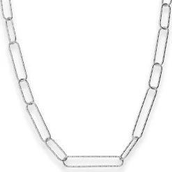 5,5mm Ankerkette gerieft Kette Collier Paper-Clip aus 925 Silber rhodiniert 45cm