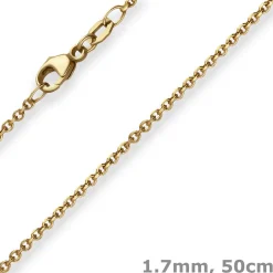 1,7mm Ankerkette Goldkette Collier Halskette aus 750 Gold Gelbgold 50cm