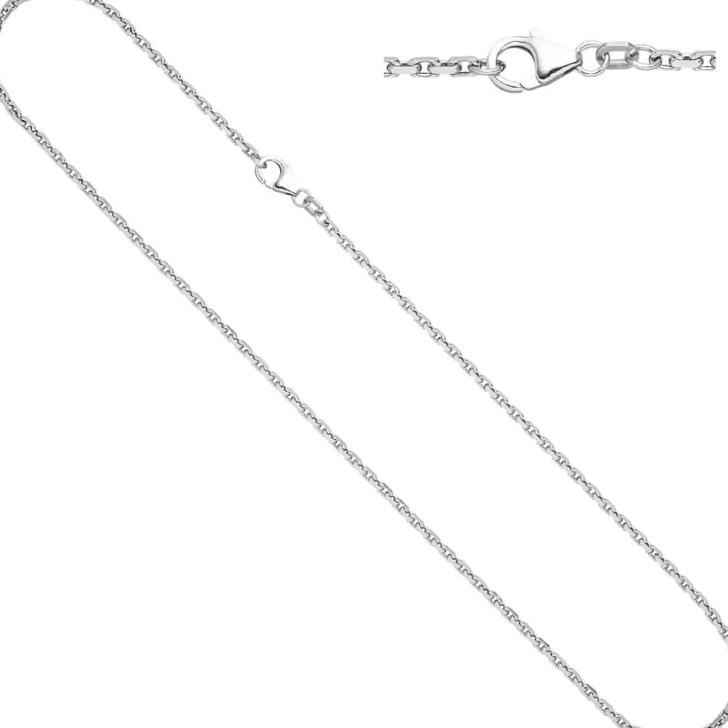 2mm Ankerkette Halskette Collier aus 925 Silber rhodiniert Silberkette 42cm
