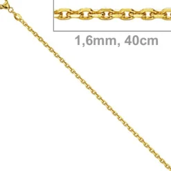1,6mm Ankerkette Kette Collier, 585 Gold Gelbgold, Goldkette, 40 cm