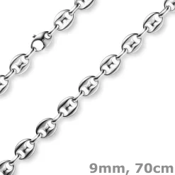 9mm Ankerkette Kette Collier Schiffsanker Halskette aus 585 Gold Weißgold 70cm