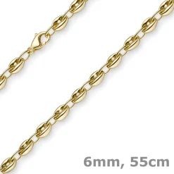 6mm Ankerkette Kette Collier Schiffsanker Halskette aus 585 Gold Gelbgold 55cm