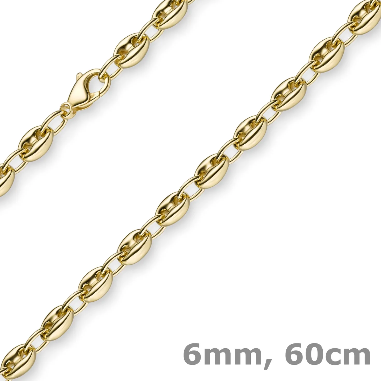 6mm Ankerkette Kette Collier Schiffsanker Halskette aus 585 Gold Gelbgold 60cm
