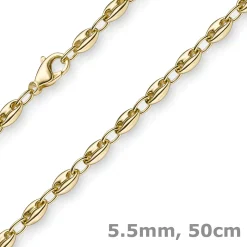 5,5mm Ankerkette Kette Collier Schiffsanker Halskette aus 750 Gold Gelbgold 50cm