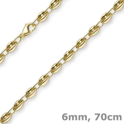 6mm Ankerkette Kette Collier Schiffsanker Halskette aus 585 Gold Gelbgold 70cm