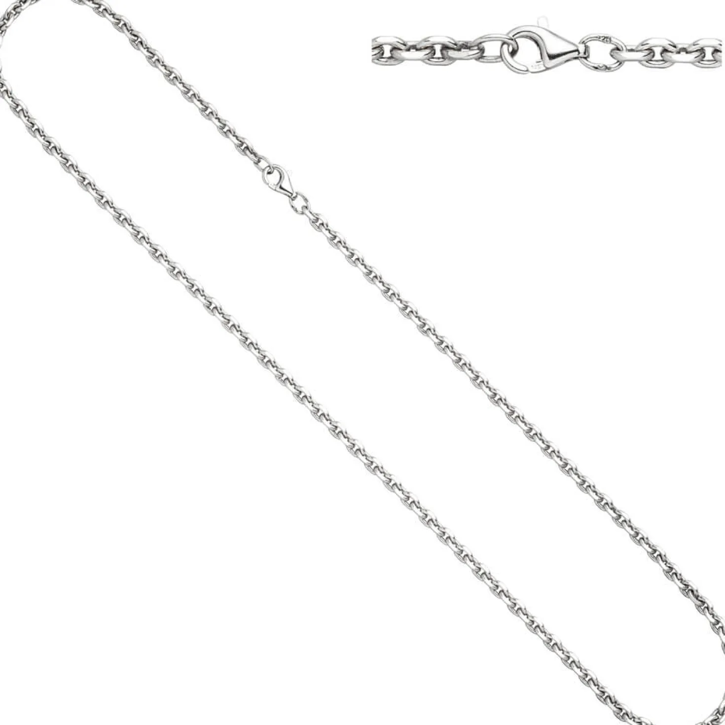 3,4mm Ankerkette Kette Halskette Collier aus 925 Silber diamantiert, 45cm