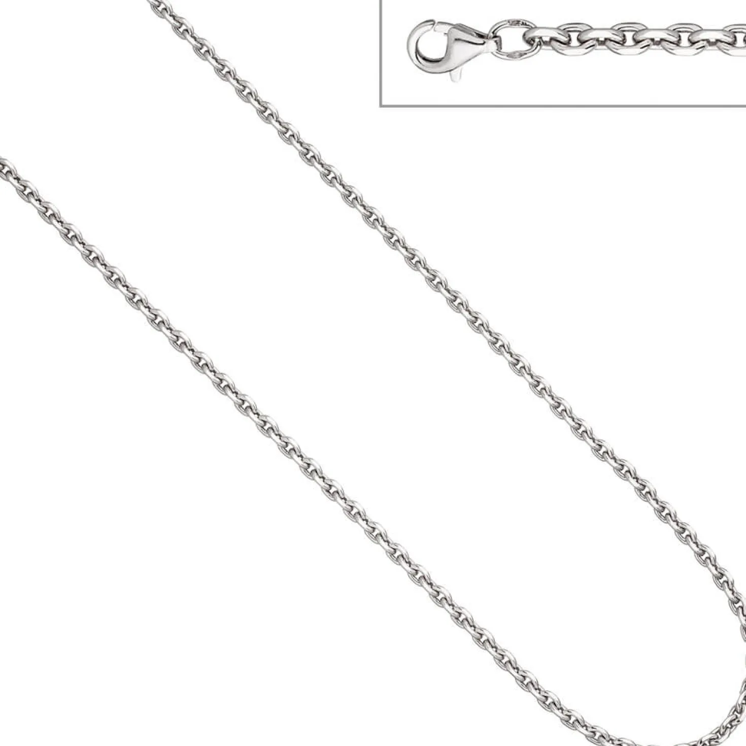 3,4mm Ankerkette Kette Halskette Collier aus 925 Silber diamantiert, 45cm