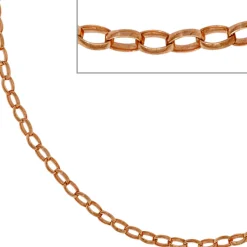 2,4mm Ankerkette Kette Halskette Halsschmuck, 925 Silber Rotgold vergoldet, 80cm