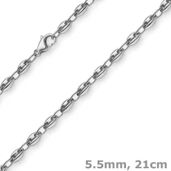 5,5mm Ankerkette Schiffsanker Armband Armkette aus 585 Gold Weißgold 21cm