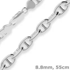 8,8mm Ankerkette-Steg Silberkette Collier Halskette aus 925 Silber 55cm