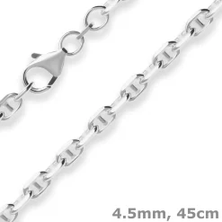 4,5mm Ankerkette-Steg Silberkette Collier Halskette aus 925 Silber 45cm