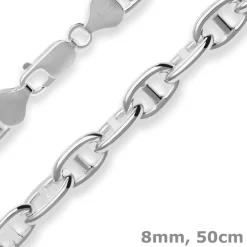 8mm Ankerkette-Steg Silberkette Collier Halskette aus 925 Silber 50cm