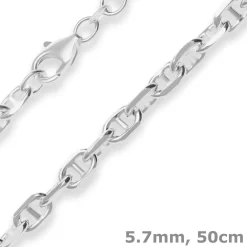 5,7mm Ankerkette-Steg Silberkette Collier Halskette aus 925 Silber 50cm