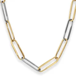 8mm Ankerkette weit Collier Paper-Clip Halskette aus 585 Gold gelb/weiß 45cm