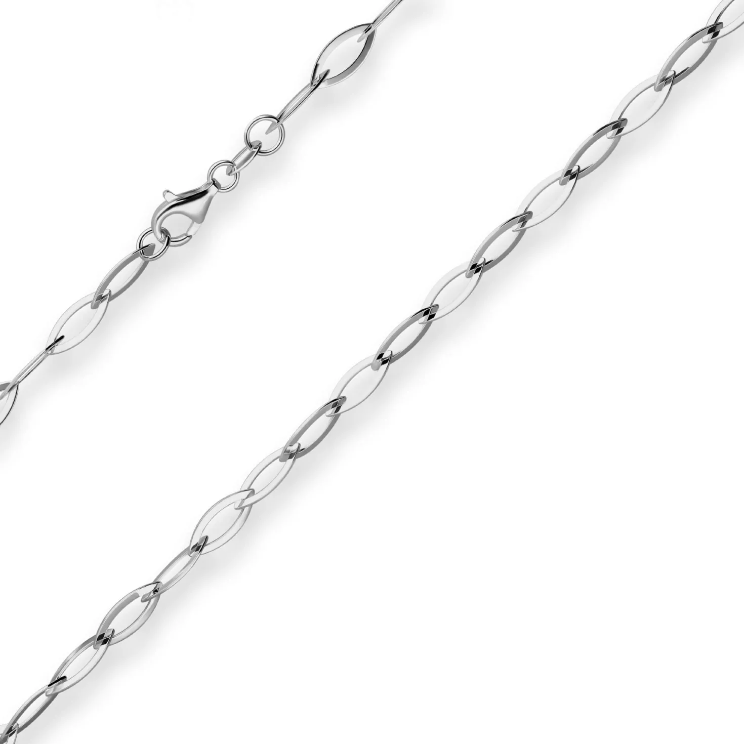 5,2mm Ankerkette weit Collier Spitzoval Halskette aus 925 Silber rhodiniert 45cm