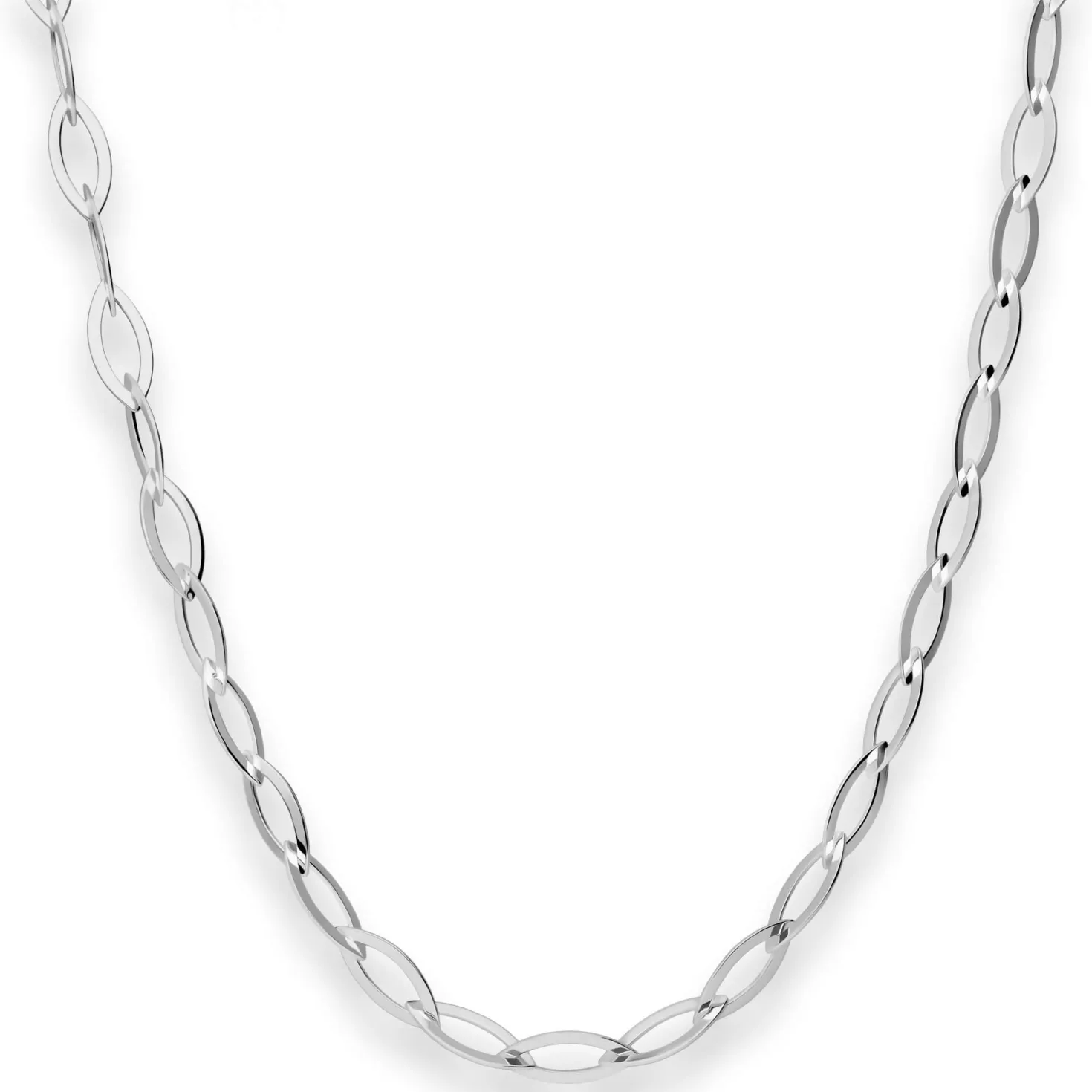 5,2mm Ankerkette weit Collier Spitzoval Halskette aus 925 Silber rhodiniert 45cm