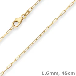 1,6mm Ankerkette weit Goldkette Collier Halskette aus 585 Gold Gelbgold 45cm