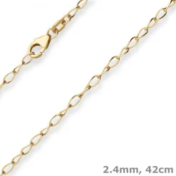 2,4mm Ankerkette weit Goldkette Collier Halskette aus 375 Gold Gelbgold 42cm