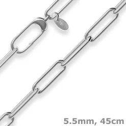 5,5mm Ankerkette weit Kette Collier Halskette aus 925 Silber rhodiniert 45cm