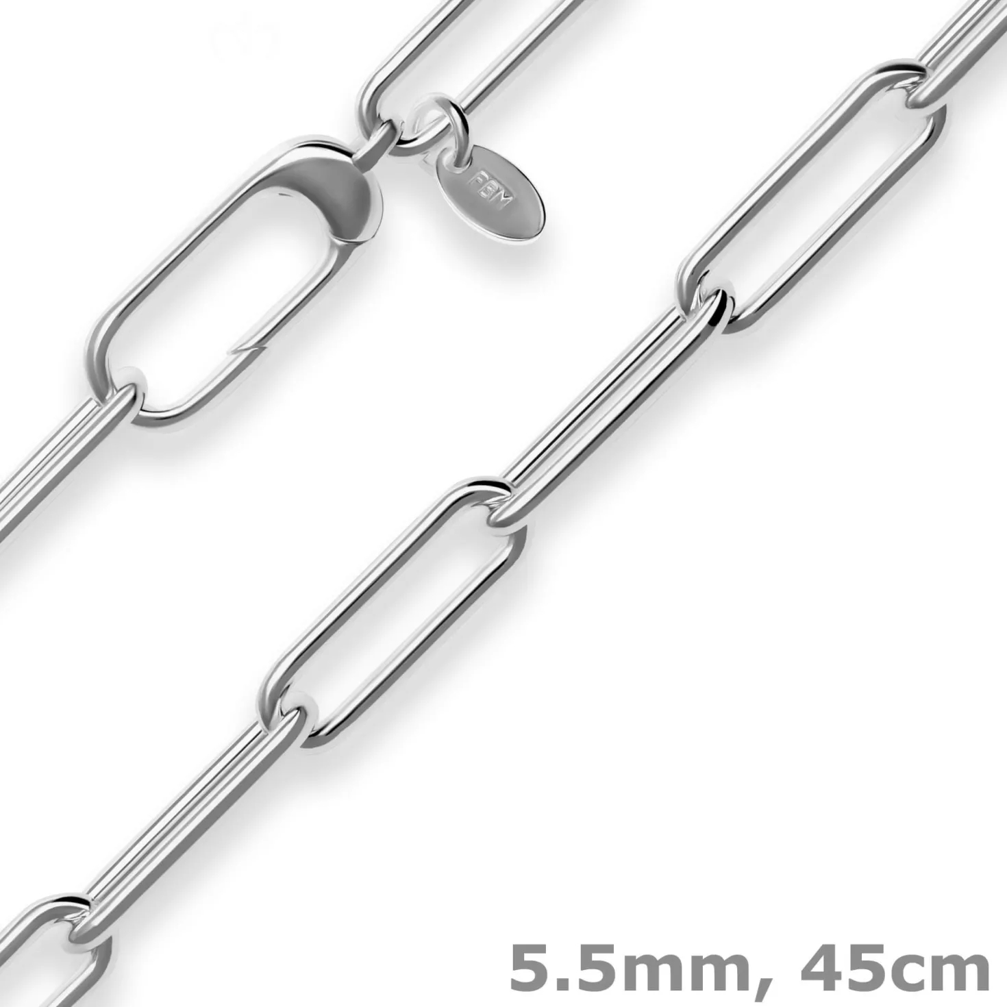 5,5mm Ankerkette weit Kette Collier Halskette aus 925 Silber rhodiniert 45cm