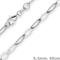 5,2mm Ankerkette weit Kette Collier Spitzoval Halskette aus 925 Silber 45cm