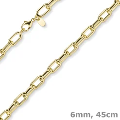 6mm Anker-Weit-Rechteck Kette Collier Halsschmuck aus 585 Gold Gelbgold 45cm