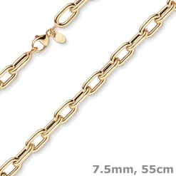 7,5mm Anker-Weit-Rechteck Kette Collier Halsschmuck aus 585 Gold Rotgold 55cm