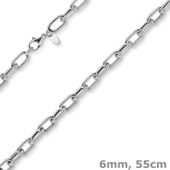 6mm Anker-Weit-Rechteck Kette Collier Halsschmuck aus 585 Gold Weißgold 55cm