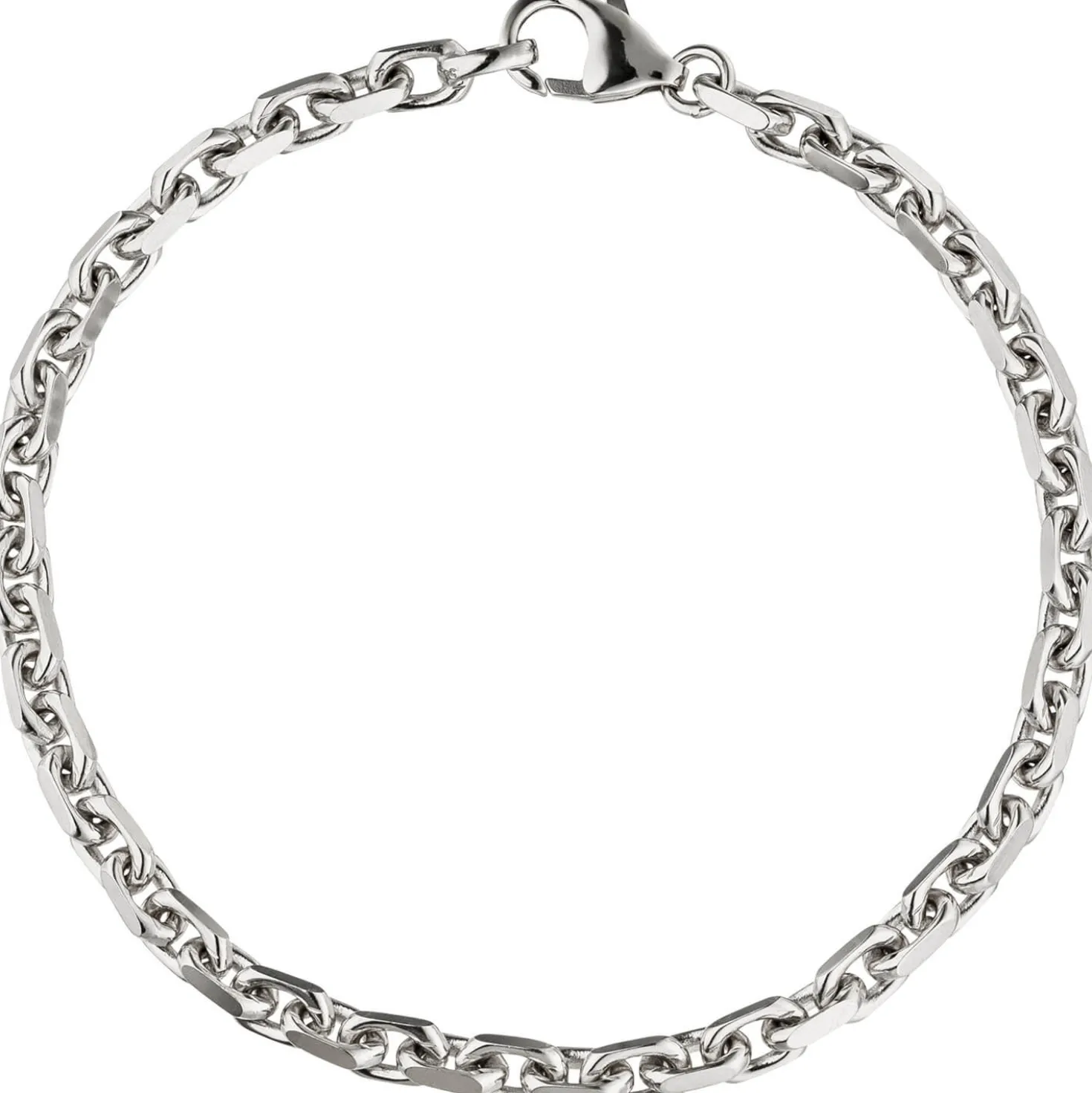 4mm Armband Ankerarkette aus 585 Gold Weißgold diamantiert Armschmuck, 21cm