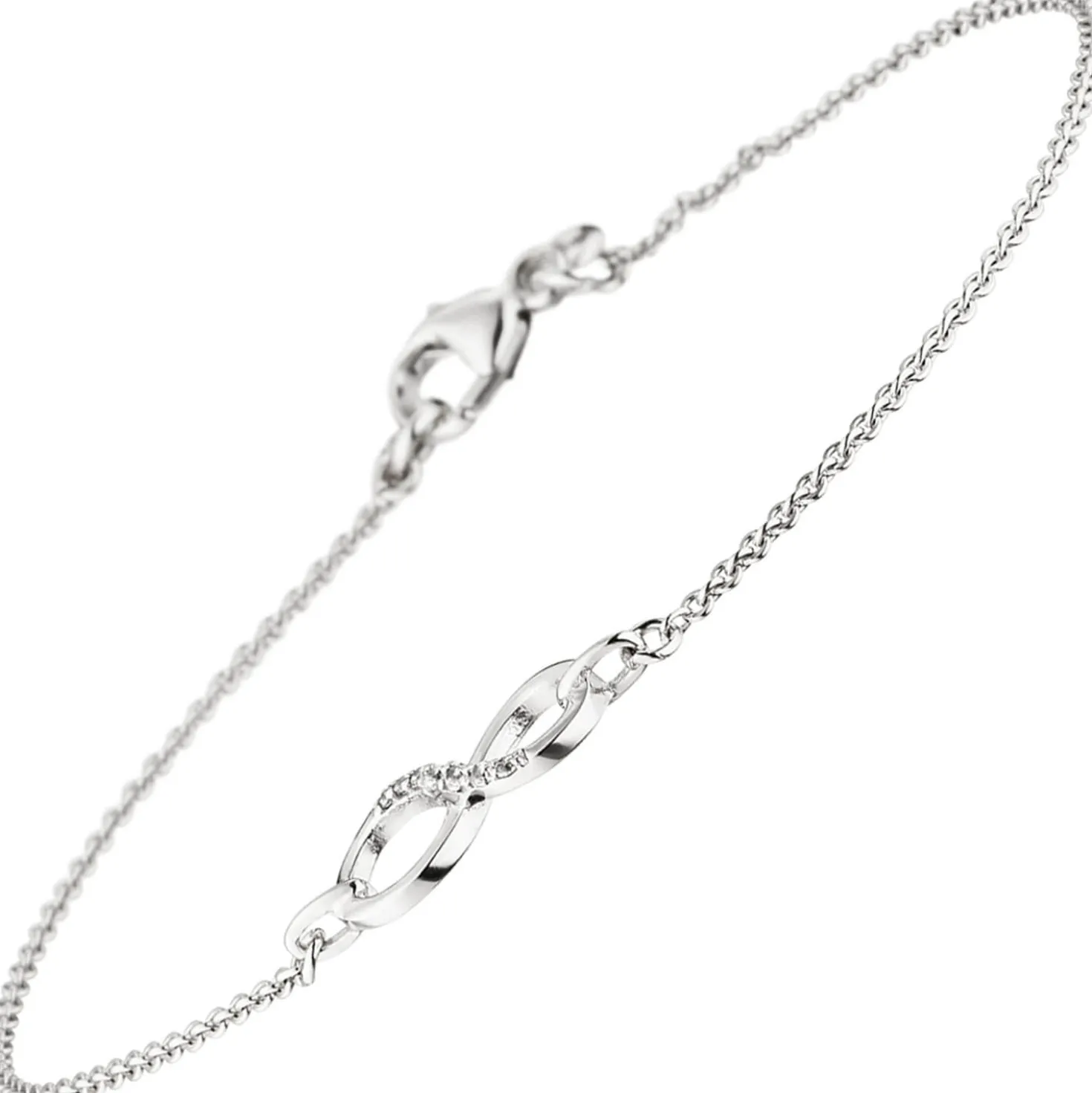 1,1mm Armband Ankerarmband, Unendlichkeit Infinity, 925 Silber, 19,5 - 17,5cm