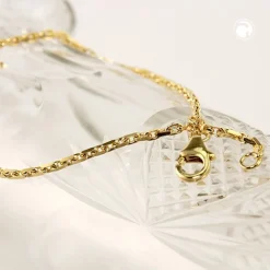 1,8mm Armband Ankerkette Armkette aus 14Kt 585 Gold Gelbgold diamantiert 18,5cm