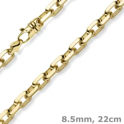 8,5mm Armband Ankerkette aus 585 Gold Gelbgold massiv diamantiert 22cm Herren