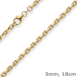 3mm Armband Ankerkette diamantiert Armschmuck aus 585 Gold Gelbgold 18cm
