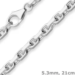 5,3mm Armband Ankerkette diamantiert Armschmuck aus 925 Silber 21cm