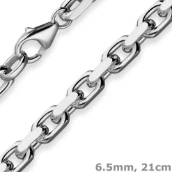 6,5mm Armband Ankerkette diamantiert Armschmuck aus 925 Silber rhodiniert 21cm