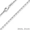 2mm Armband Ankerkette diamantiert Armschmuck aus 925 Silber rhodiniert 21cm