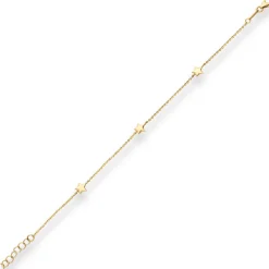 1,2mm Armband Ankerkette diamantiert 3 Sterne hohl aus 375 Gold Gelbgold 16cm