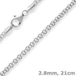 2,8mm Armband Ankerkette flach Silberarmband Armschmuck aus 925 Silber 21cm