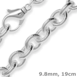 9,8mm Armband Ankerkette gerieft Silberarmband Armschmuck aus 925 Silber 19cm