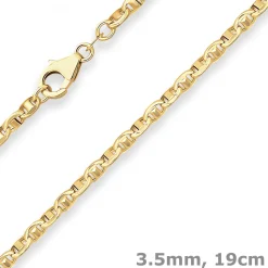 3,5mm Armband Ankerkette-Steg Armschmuck aus 585 Gold Gelbgold 19cm