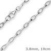 3,8mm Armband Ankerkette weit Armschmuck aus 925 Silber rhodiniert 19cm