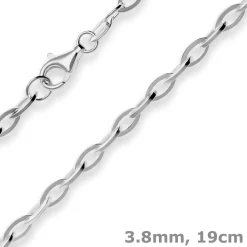 3,8mm Armband Ankerkette weit Armschmuck aus 925 Silber rhodiniert 19cm